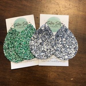 Two Tear Drop Glitter Earrings - Selling Together!